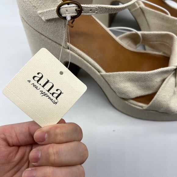 a.n.a Womens Holland Heeled Sandals Cream Natural Platform Size 10M - Picture 5 of 16